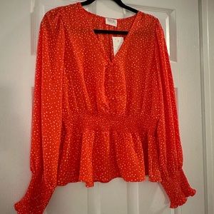 Beautiful Sienna Sky red long sleeve blouse